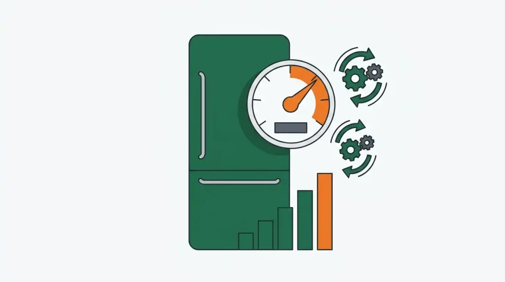 یخچال با کنتور مصرف برق در وضعیت بالا و کارکرد مداوم کمپرسور
